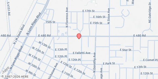 Map showing Blue Starr Church of Christ at 319 E Blue Starr Dr, Claremore, OK