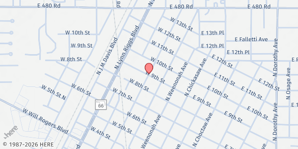 Map showing Claremore Meals on Wheels at 715 E McClellan, Claremore, OK