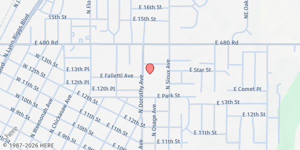 Map showing St. Cecilia Catholic Church at 1304 N. Dorothy Ave., Claremore, OK