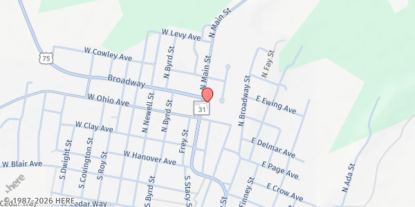 Map showing Big Five Community Services - Coalgate at 210 N. Main St., Coalgate, OK