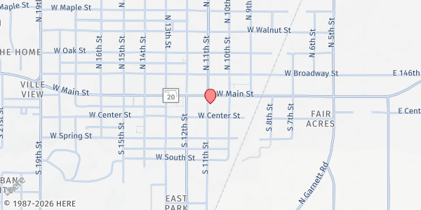 Map showing Collinsville Church of Christ at 111 S. 11th St., Collinsville, OK