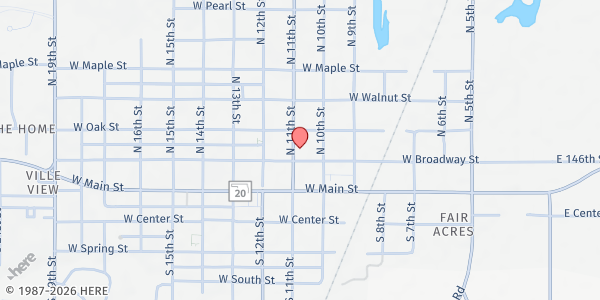 Map showing Collinsville Church of Christ at 1010 W. Broadway St., Collinsville, OK