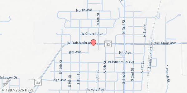 Map showing Christian Helping Hands at 608 W. Oak Main Ave., Comanche, OK