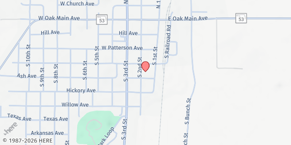 Map showing Christian Helping Hands Comanche Senior Nutrition Center at 410 S. 2nd St., Comanche, OK