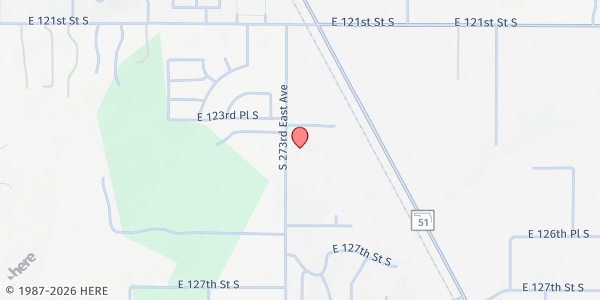 Map showing Abundant Rain Ministries / WAG County at 12425 S 273rd E Ave, Coweta, OK