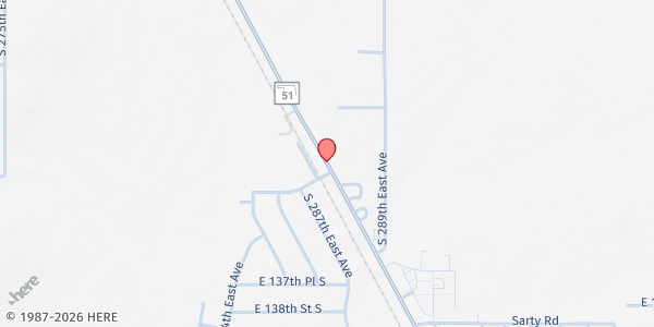 Map showing Koweta Food Distribution Center at 31830 E. Hwy. 51, Coweta, OK