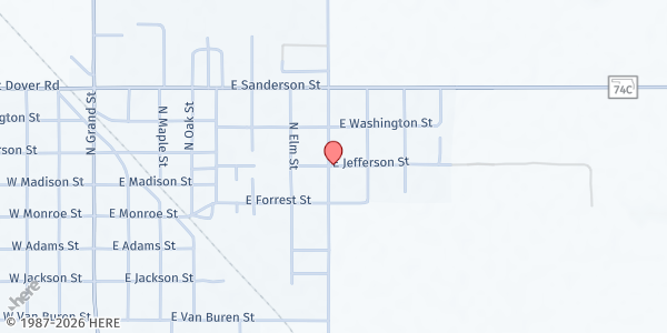 Map showing Crescent Assembly of God at 813 E. Jefferson St., Crescent, OK