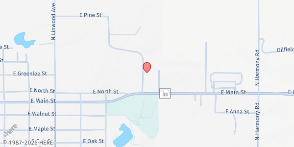 Map showing Cushing Community Food Pantry at 802 N Maitlen Dr, Cushing, OK