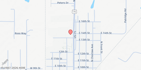 Map showing Dewey Church of Christ at 1313 N Osage Ave, Dewey, OK
