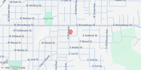 Map showing First Baptist Church Drumright at 229 S Ohio Ave, Drumright, OK
