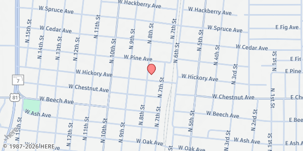 Map showing Assumption Catholic Church Food Bank at 711 W Hickory Ave, Duncan, OK