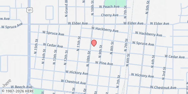 Map showing Chisholm Trail Church of Christ at 802 N 10th St, Duncan, OK