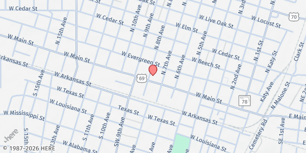 Map showing Hands of Hope Food & Resource Center at 724 W Main St, Durant, OK