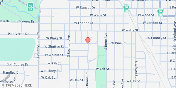 Map showing El Reno Blessing Baskets at 1100 W Pine St, El Reno, OK