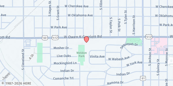 Map showing Growing Hope Network at 1625 W Owen K Garriott Rd f, Enid, OK