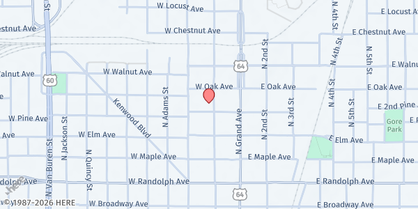 Map showing Salvation Army of Enid at 516 N Independence St, Enid, OK