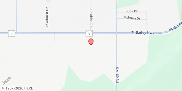 Map showing Eufaula First Assembly of God at 415832 Hwy 9 West, Eufaula, OK