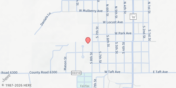 Map showing Catholic Charities Rural Outreach / Osage Co - Fairfax at 333 S. 8th St., Fairfax, OK