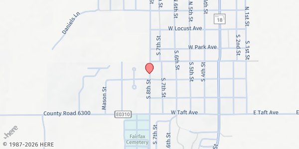 Map showing Sacred Heart Catholic Church at 333 S. 8th St., Fairfax, OK