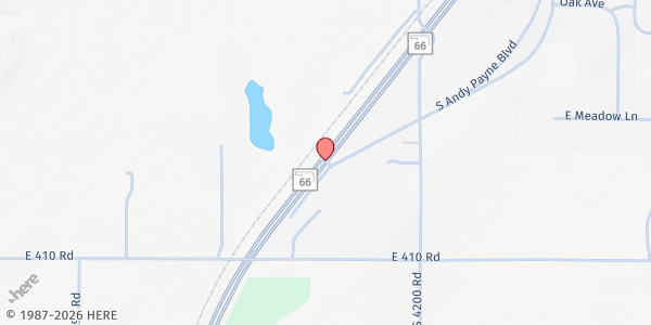 Map showing Catholic Charities Rural Outreach / Rogers Co at Hwy 66 & Andy Payne Blvd., Foyil, OK