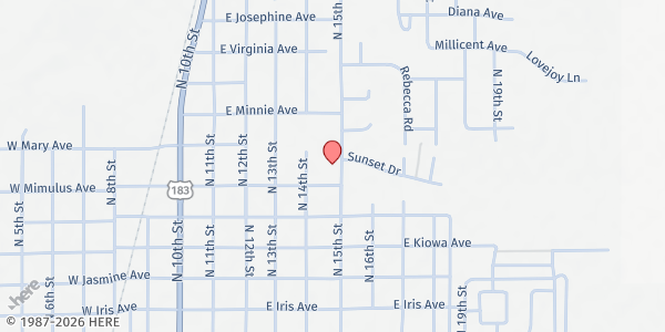 Map showing Tillman County Food Bank at 901 N. 15th St., Frederick, OK