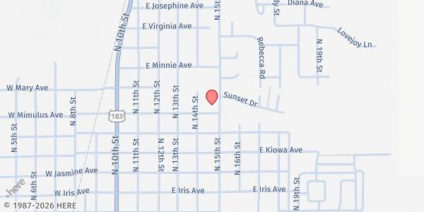 Map showing Tillman County Food Bank at 901 N 15th St, Frederick, OK