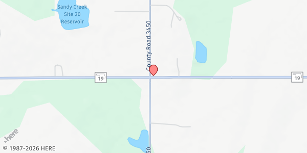 Map showing New Beginnings Church at 2360 State Hwy. 19, Gaar Corner, OK