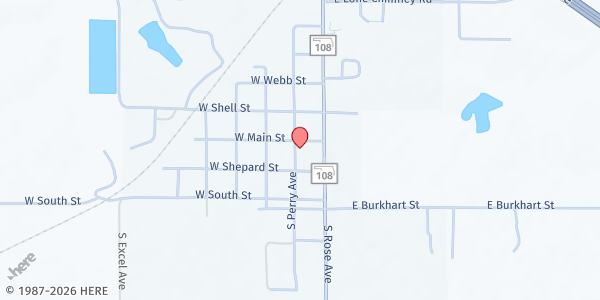 Map showing Our Daily Bread Mobile Market at Glencoe UMC at 113 S Perry Ave, Glencoe, OK