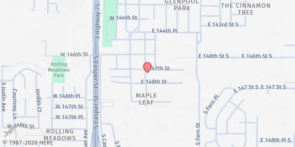 Map showing Mercy Mission II at 114 E 147th St, Glenpool, OK