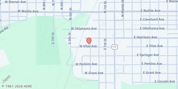 Map showing God's Food Bank at 402 W Vilas, Guthrie, OK