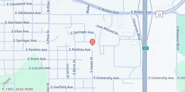 Map showing Hope House Guthrie at 1916 E. Perkins Ave., Guthrie, OK