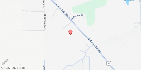 Map showing First Baptist Church Haskell at 1401 N. Haskell Blvd, Haskell, OK