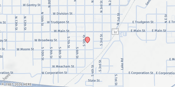 Map showing Henryetta Church of Christ at 413 W Broadway, Henryetta, OK