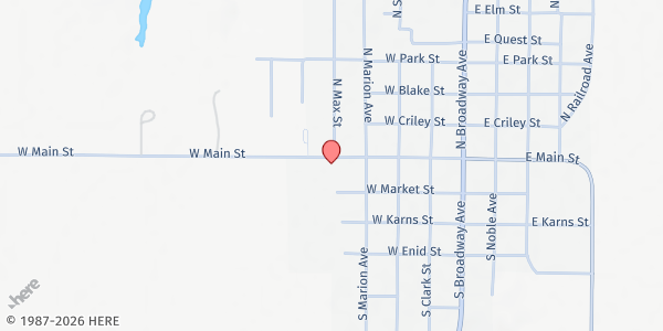 Map showing Hinton Ministerial Alliance at 501 West Main, Hinton, OK