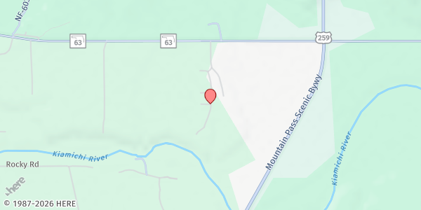 Map showing Christ's Food Center, Inc. at 60591 Cliff Lane (Big Cedar), Hodgen, OK