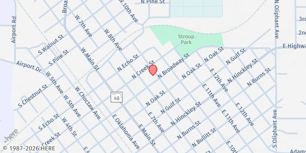 Map showing Loaves and Fishes of Holdenville at 324 N Broadway St, Holdenville, OK