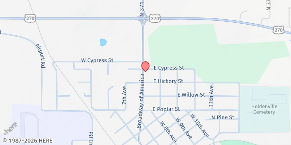 Map showing New Age Project at 323 Broadway of America, Holdenville, OK