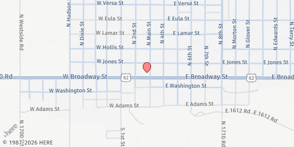 Map showing Southwest OK Community Action - Hollis at 112 W. Broadway St., Hollis, OK
