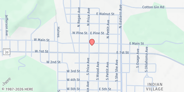 Map showing Dividing Bread Ministry / Hominy at 102 E Main St, Hominy, OK