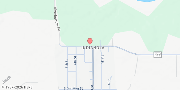 Map showing Indianola Community & Senior Citizens Center at 305 South Street, Indianola, OK