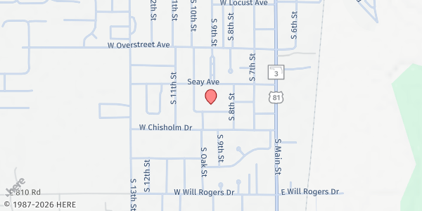 Map showing Kingfisher Church of the Nazarene at 414 W. Hill Dr., Kingfisher, OK