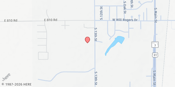 Map showing Kingfisher UMC at 1800 S. 13th St., Kingfisher, OK