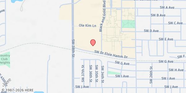 Map showing Senior Center for Creative Living (CCL) at 3501 Dr Elsie Hamm Dr., Lawton, OK