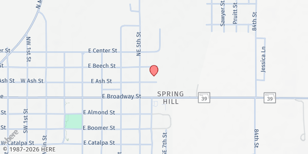 Map showing Lexington United Methodist Church at 631 E Ash St, Lexington, OK