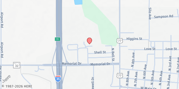 Map showing Mercy Health Love County Food Pantry at 300 Wanda St., Marietta, OK