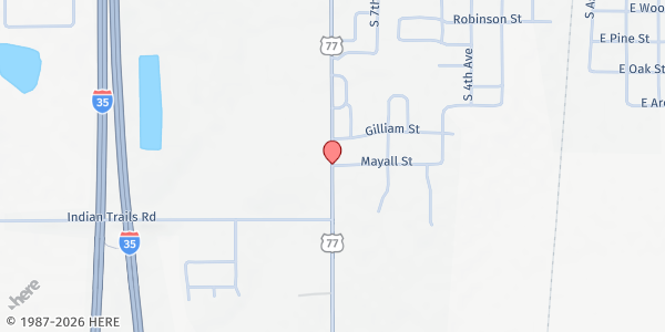 Map showing Southern Oklahoma Nutrition Program of Marietta at 1110 N HWY 77, Marietta, OK