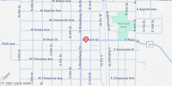 Map showing Marlow Samaritans at 214 W. Main St., Marlow, OK