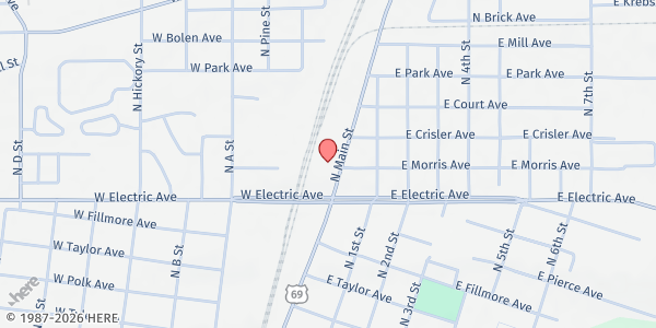 Map showing Community Food Bank-Eastern Ok at 2119 N Main St, McAlester, OK