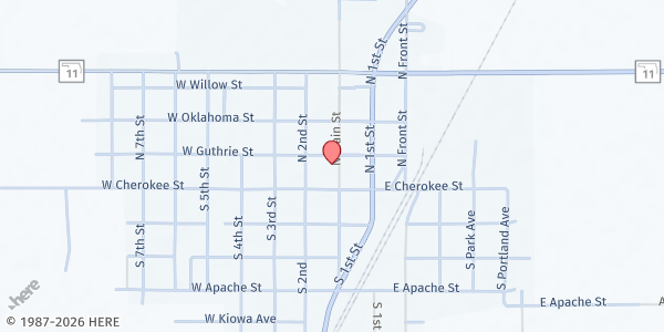 Map showing Medford Food Pantry at 115 N Main St, Medford, OK
