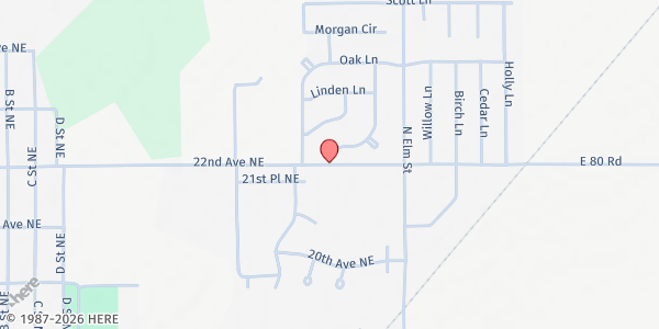 Map showing First Presbyterian Church of Miami at 1401 N E Veterans Blvd, Miami, OK